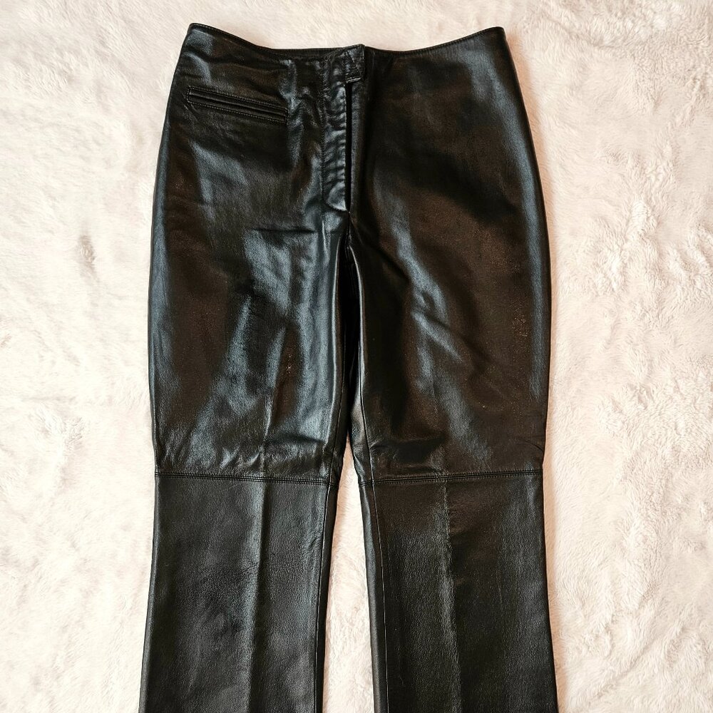 Marcia Italian Leather Vintage Pants Women's Straight Leg Black Size 6